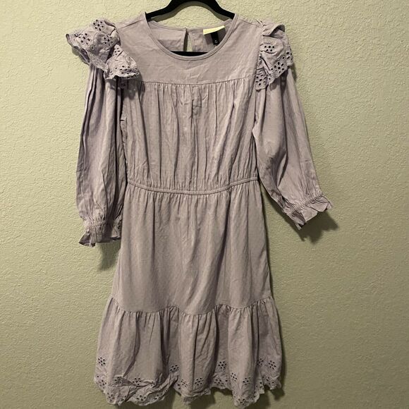 Universal Thread Lilac Ruffle Long Sleeve Ruffle Dress Size Medium - Picture 5 of 8